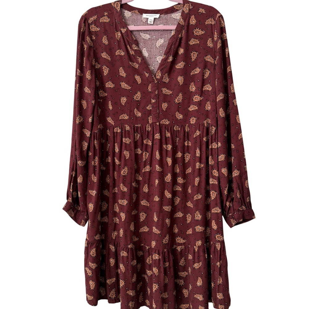 🌿Anthropologie Beachlunchlounge Boho Paisley Long Sleeve Mini Dress | Size M - Picture 6 of 7